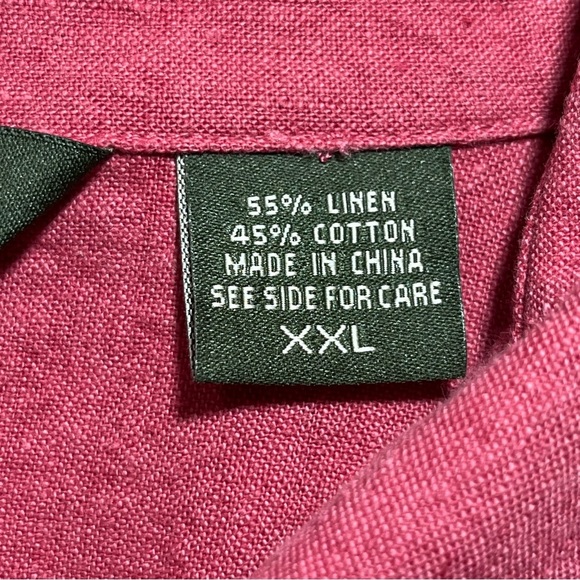 Eddie Bauer Womens Linen Button Up Blouse Top Size XXL Salmon Cap Sleeve - Picture 6 of 15
